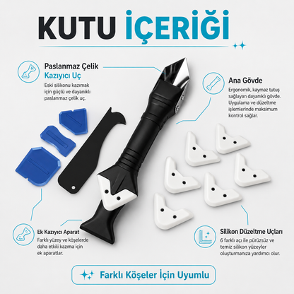 Derz Clean™ Derz & Silikon Kazıyıcı ve Uygulayıcı Seti