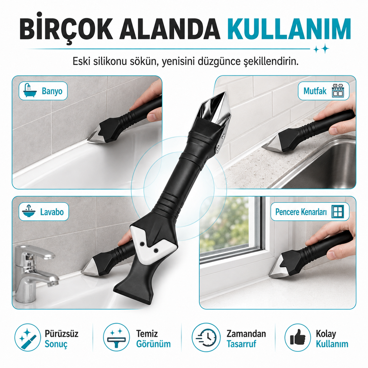 Derz Clean™ Derz & Silikon Kazıyıcı ve Uygulayıcı Seti