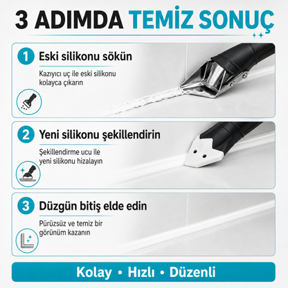 Derz Clean™ Derz & Silikon Kazıyıcı ve Uygulayıcı Seti